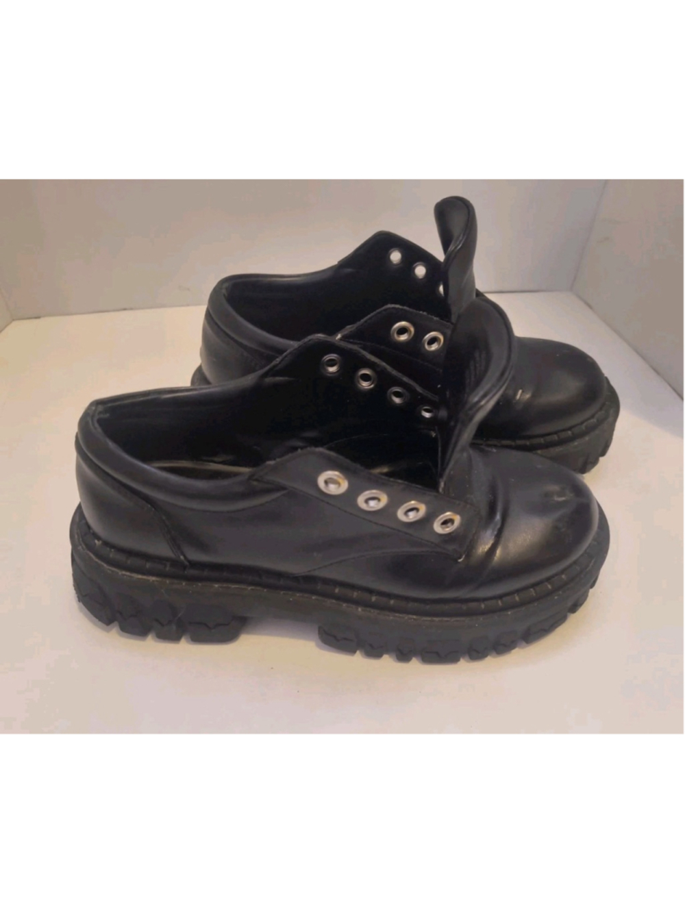 dELiA*s Dolls Kill Teen Craft Chunky Platform Oxfords Black Size 7 Goth Y2K